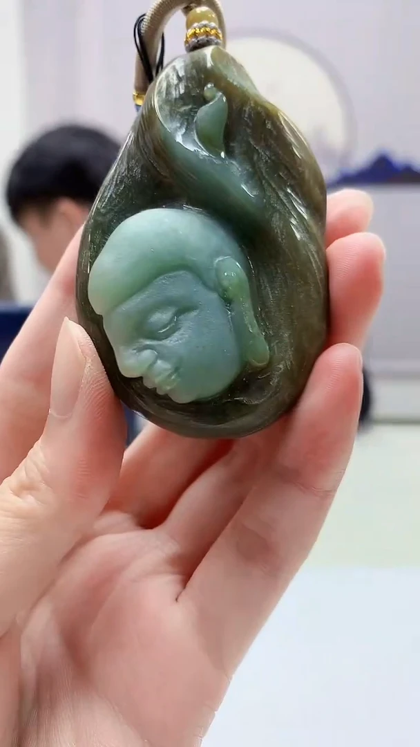 定制翡翠未镶嵌5060zm-毛货挂件佛128