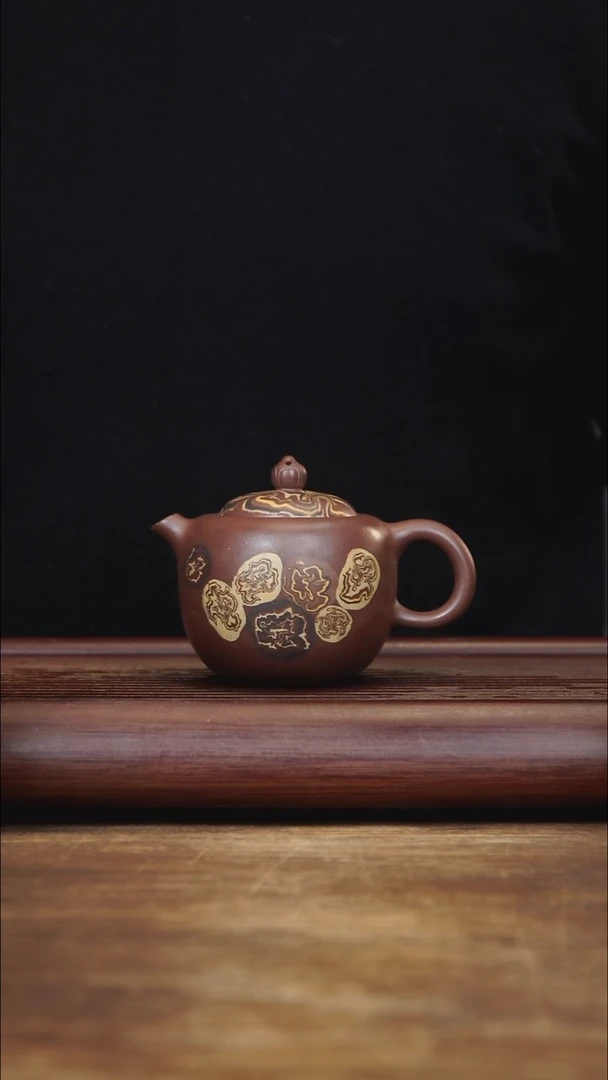 茶壶紫砂170ml 长明 内外绞泥装饰