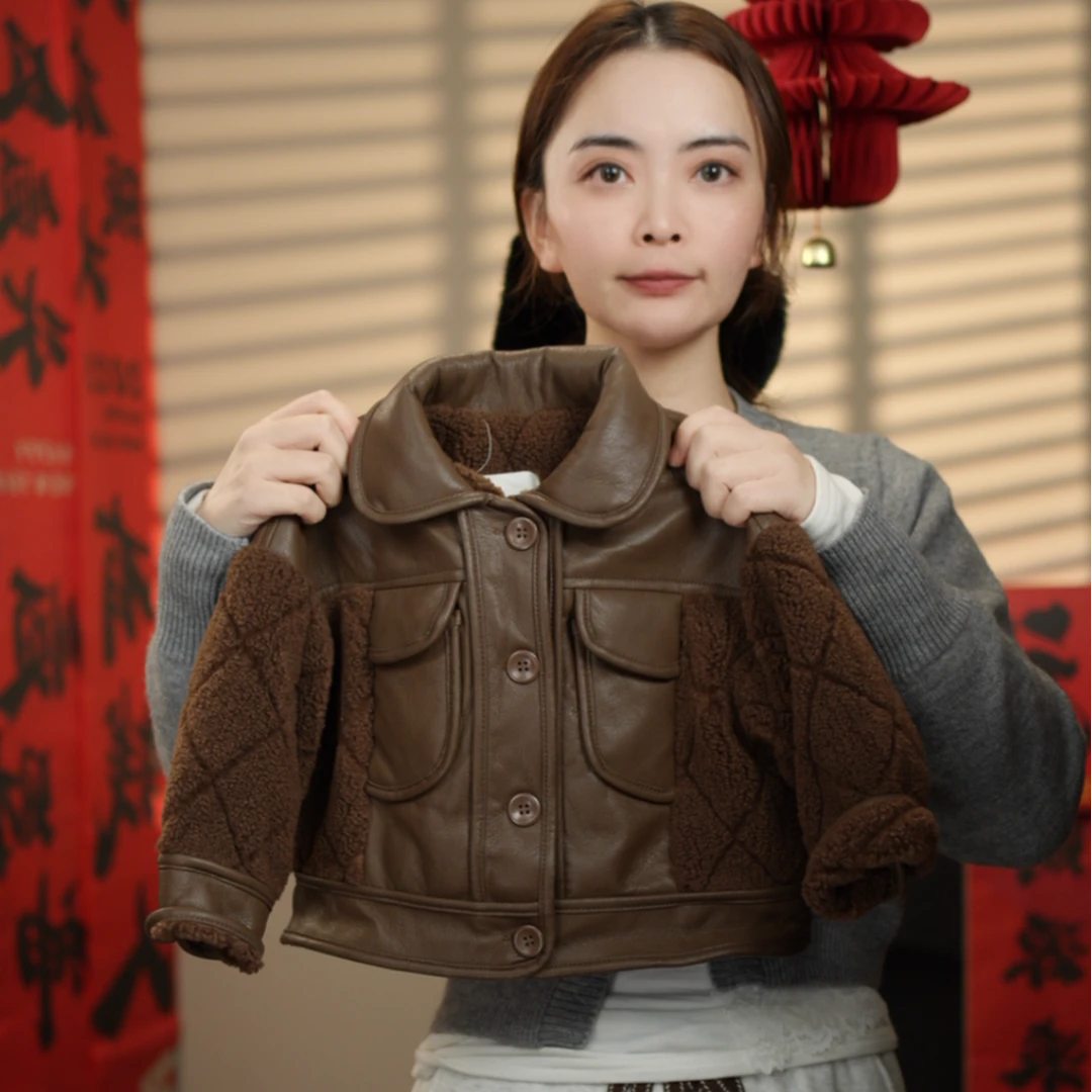 现货【德系皮衣】加绒一体夹克外套儿童皮衣2025新款保暖童装1063
