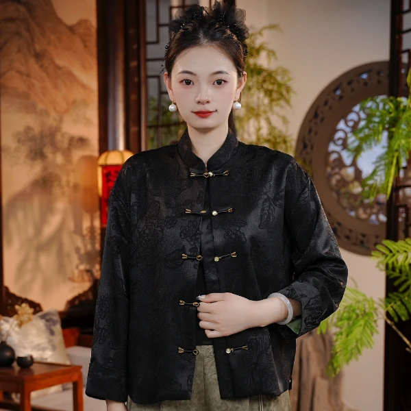 锦鲤浮沉 绣花盘扣清凉透气百搭款外套9408