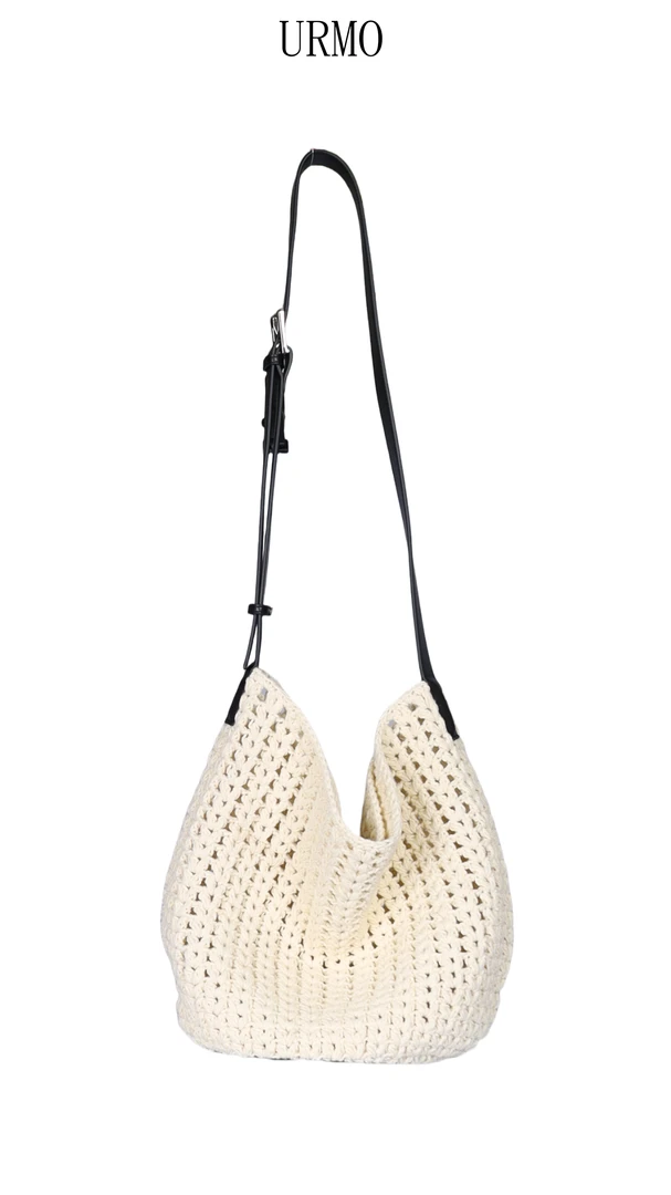 URMO2025年夏季新款潮流小众设计慵懒感沙滩风休闲度假镂空编织包
