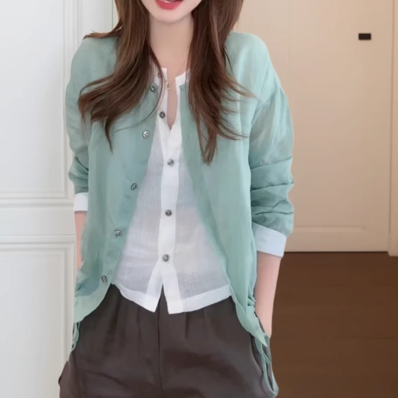 新款洋气百搭设计感休闲假两件衬衫简约时尚长袖衬衣女LK2503420