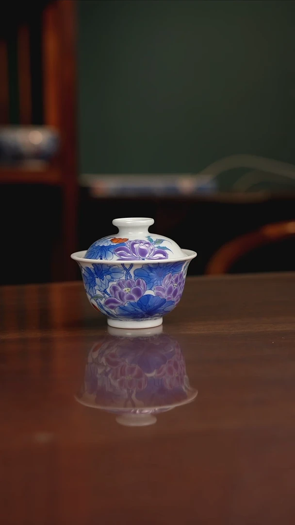 空山明月 青花斗彩