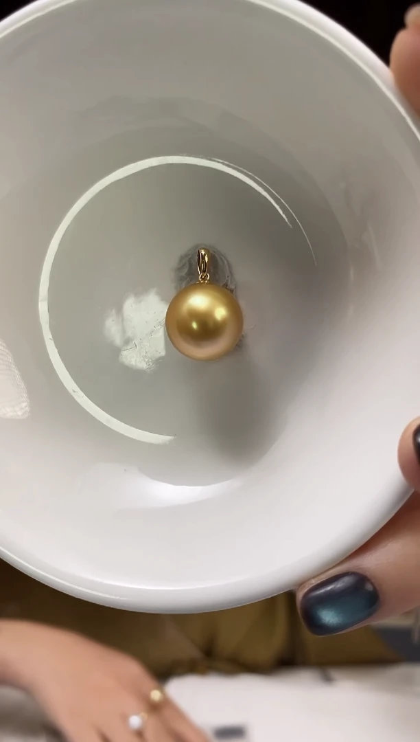 吊坠(不含链)18K金镶嵌海水珍珠13-14南洋金珍珠吊坠