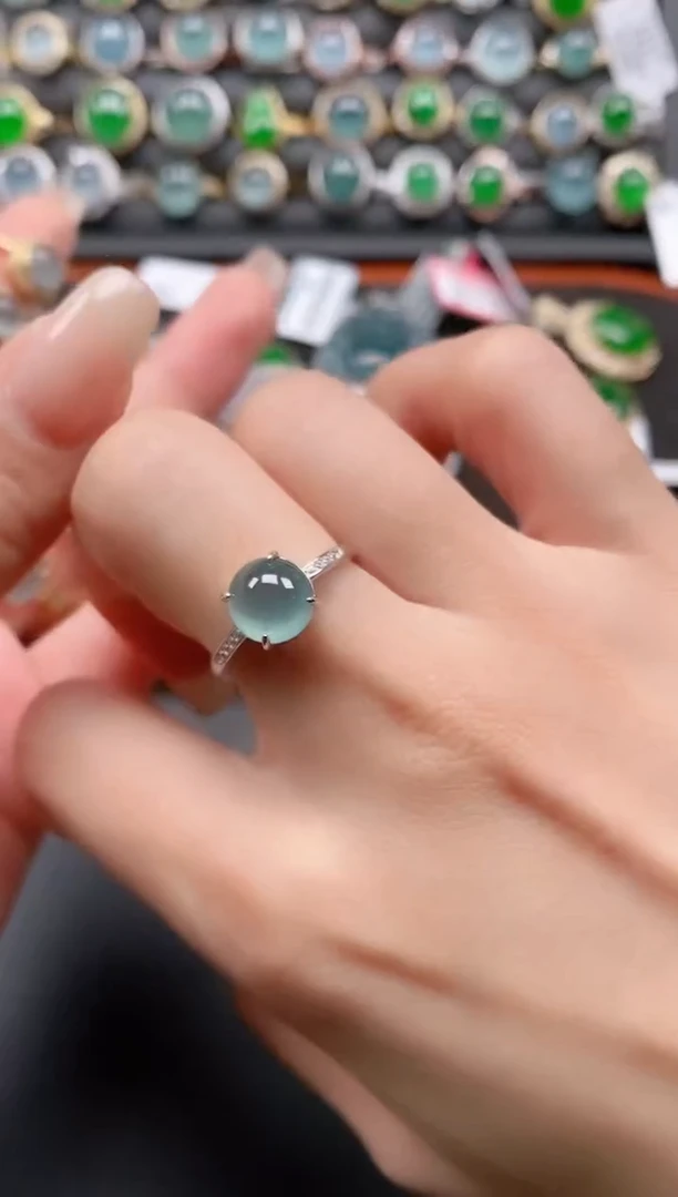 银S925镶嵌戒指翡翠1