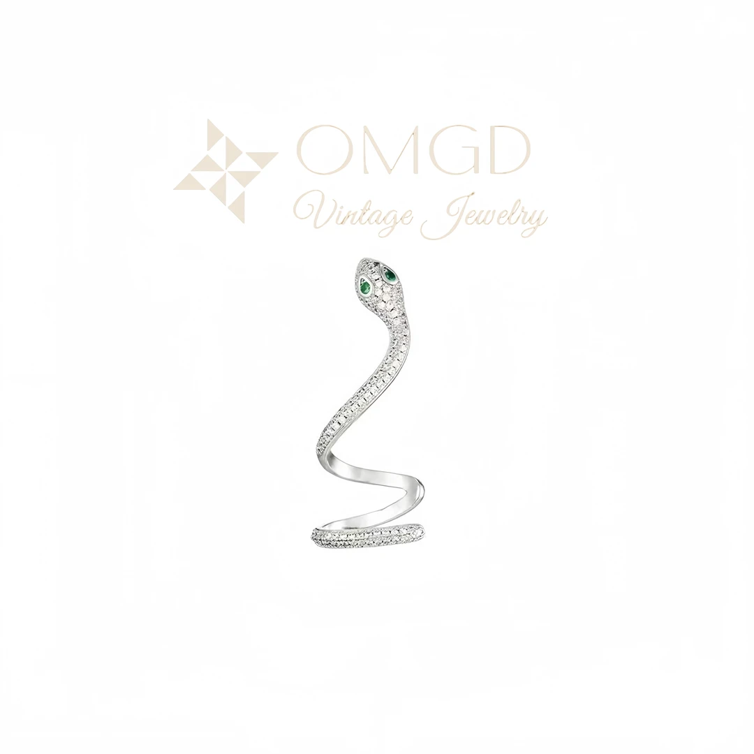 OMGD 铜合金合成锆石耳饰 【D1246】单个百搭蛇蛇耳骨夹