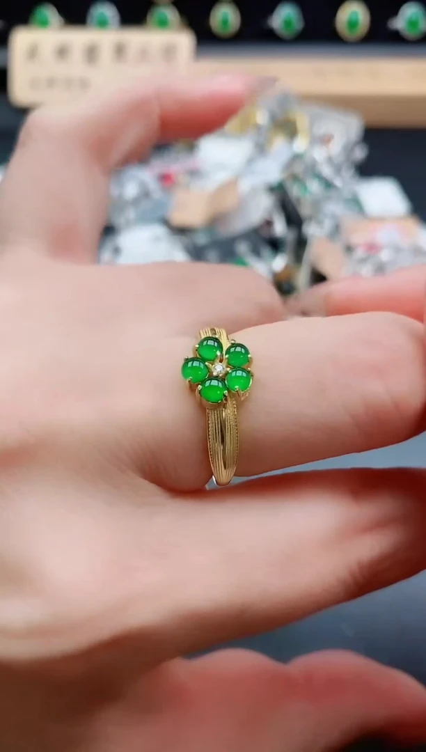 银S925镶嵌戒指翡翠1