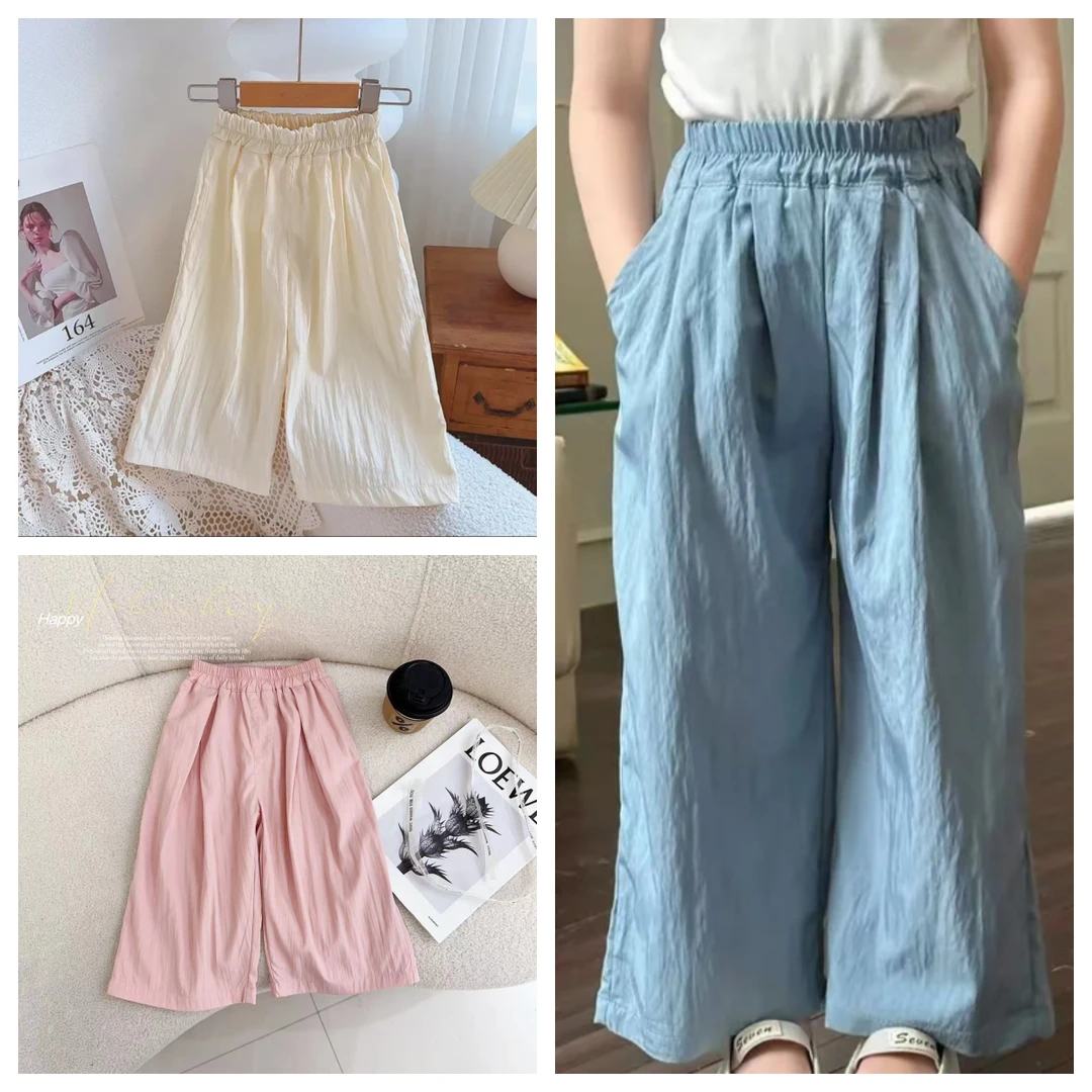 春秋新款女童宽松垂感舒适休闲裤纯色百搭直筒裤C22