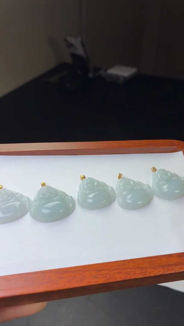 吊坠(不含链)18K金镶嵌翡翠翡翠缅甸天然翡翠佛公吊坠 多样性发一