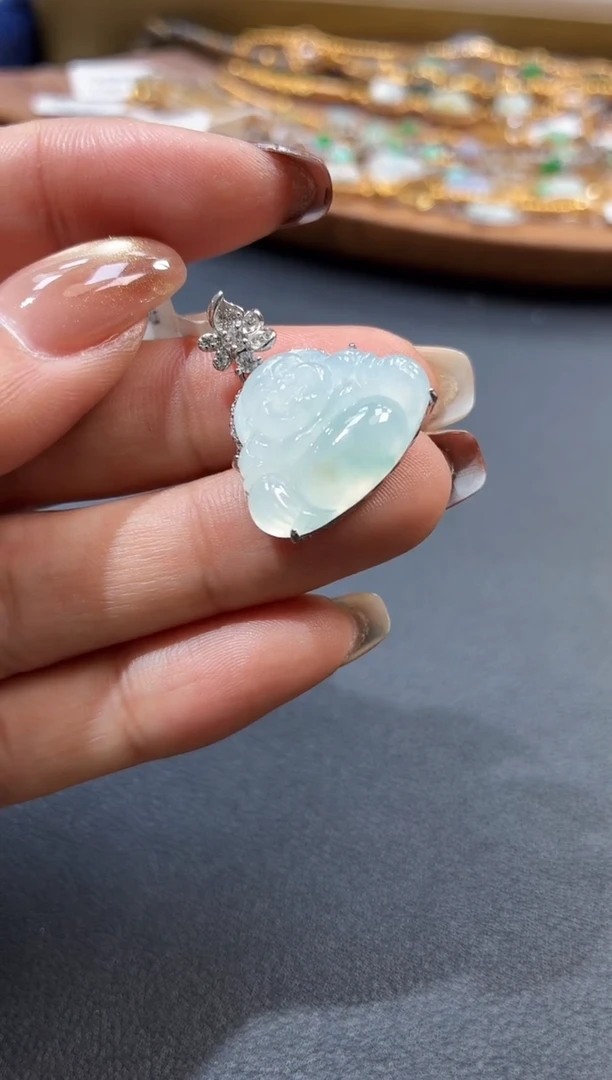 吊坠(不含链)银S925镶嵌翡翠【挽石珠宝】佛公