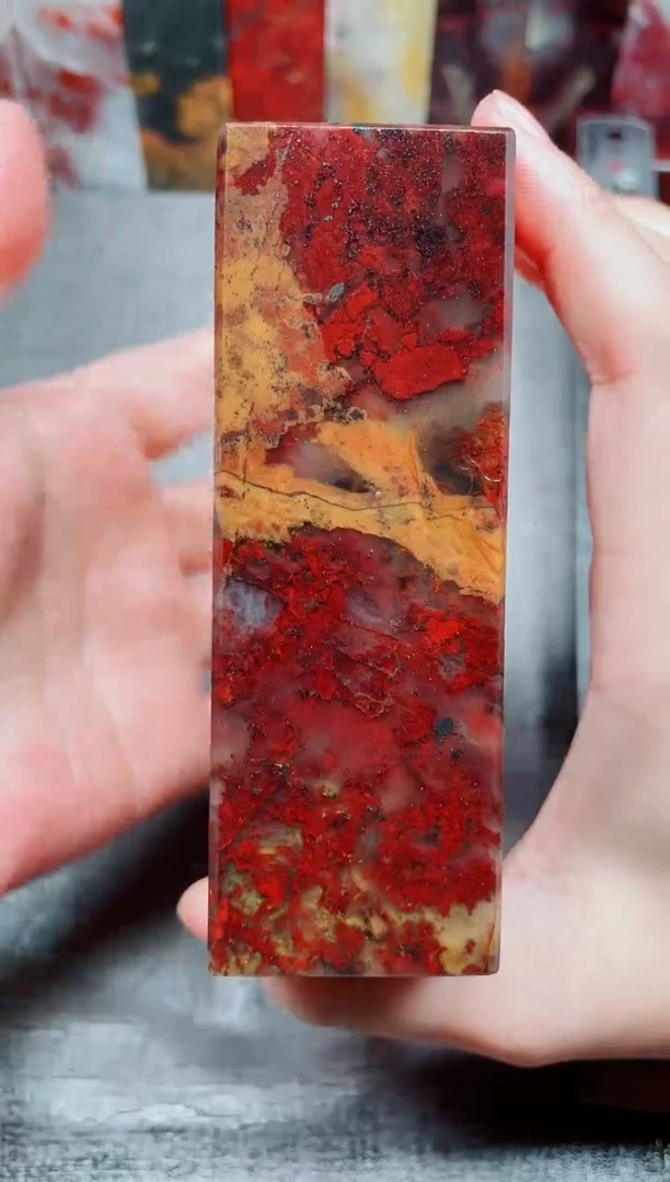 玉桂林鸡血玉素章大地透底红26