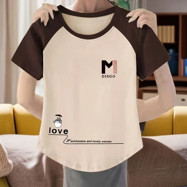 纯棉短袖t恤女2025新款春夏季小个子修身显瘦上衣不规则短款体恤