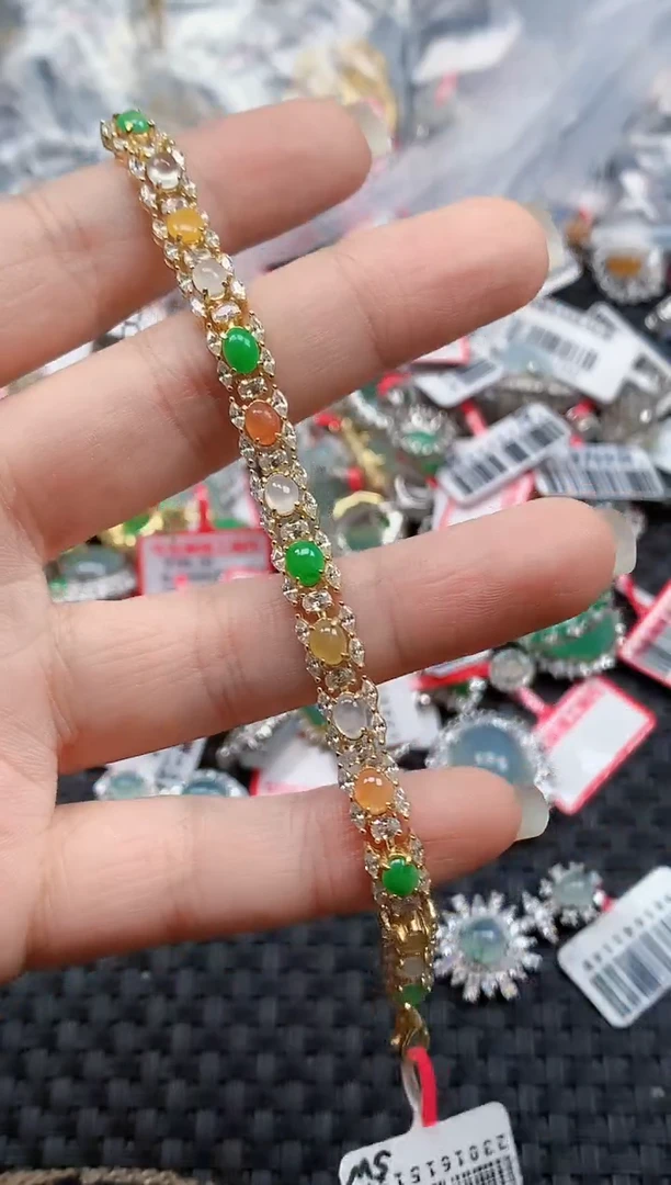 银S925镶嵌戒指翡翠天然A货缅甸翡翠