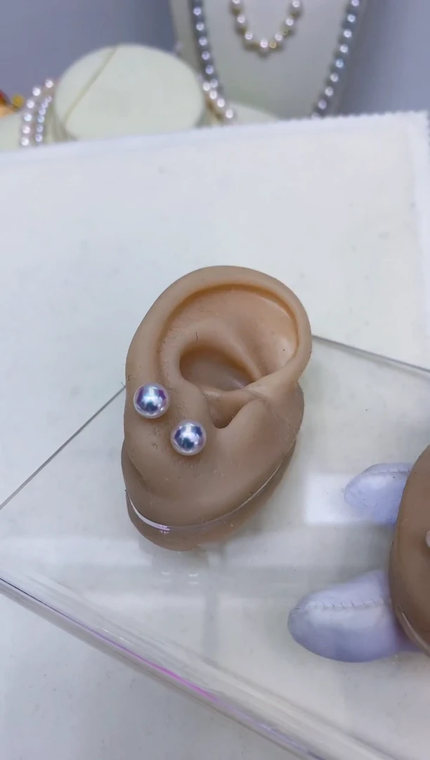 18K金镶嵌海水珍珠饰品6-7素钉定制