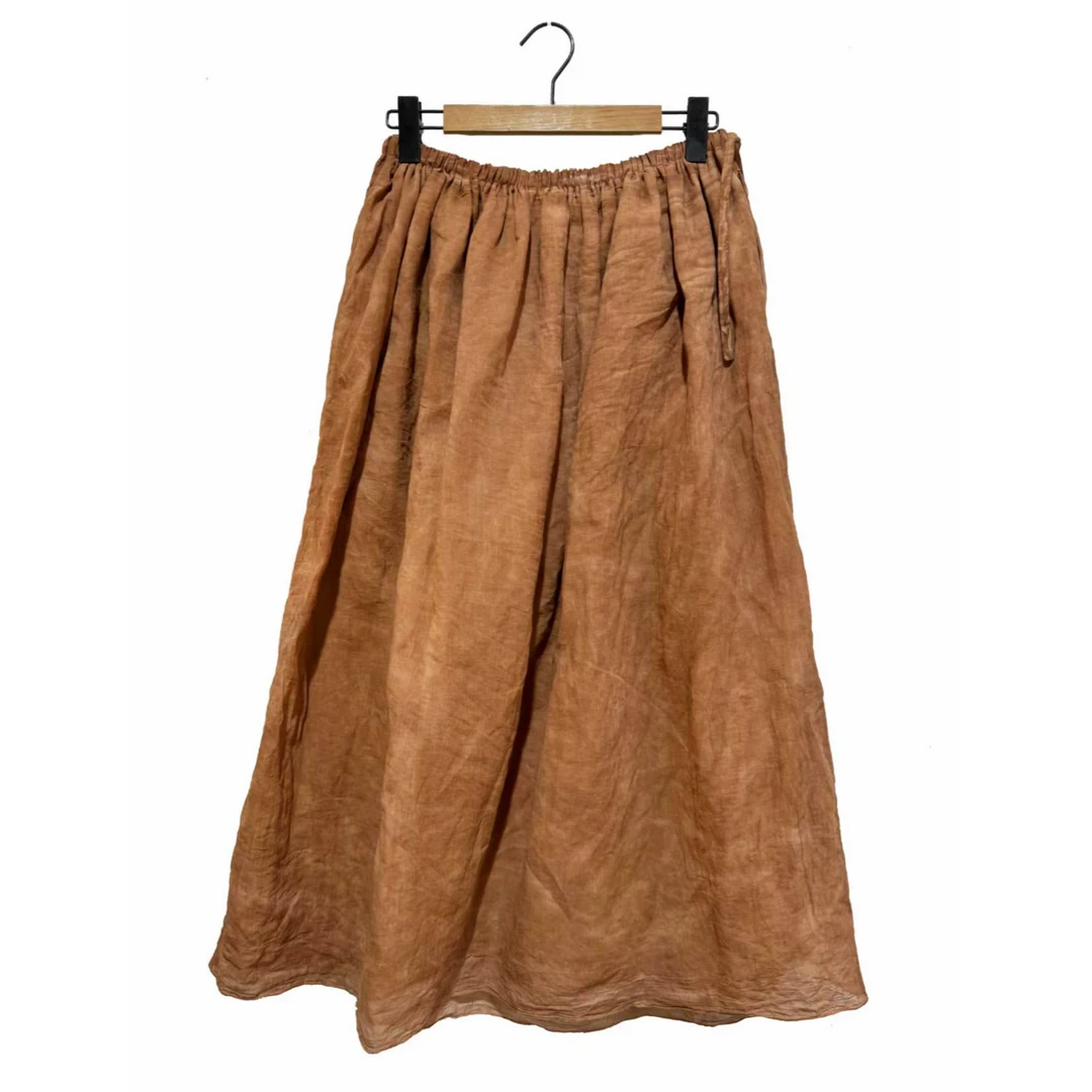 左岸迷香春夏上新植物染纯棉粉色半身裙咖色百搭半裙Z25SS2011