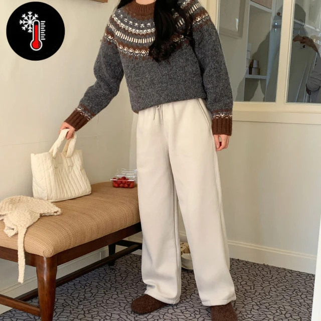 URBAN MAGIC【男女同款加绒阔腿卫裤】韩版宽松显瘦加厚卫裤-1104