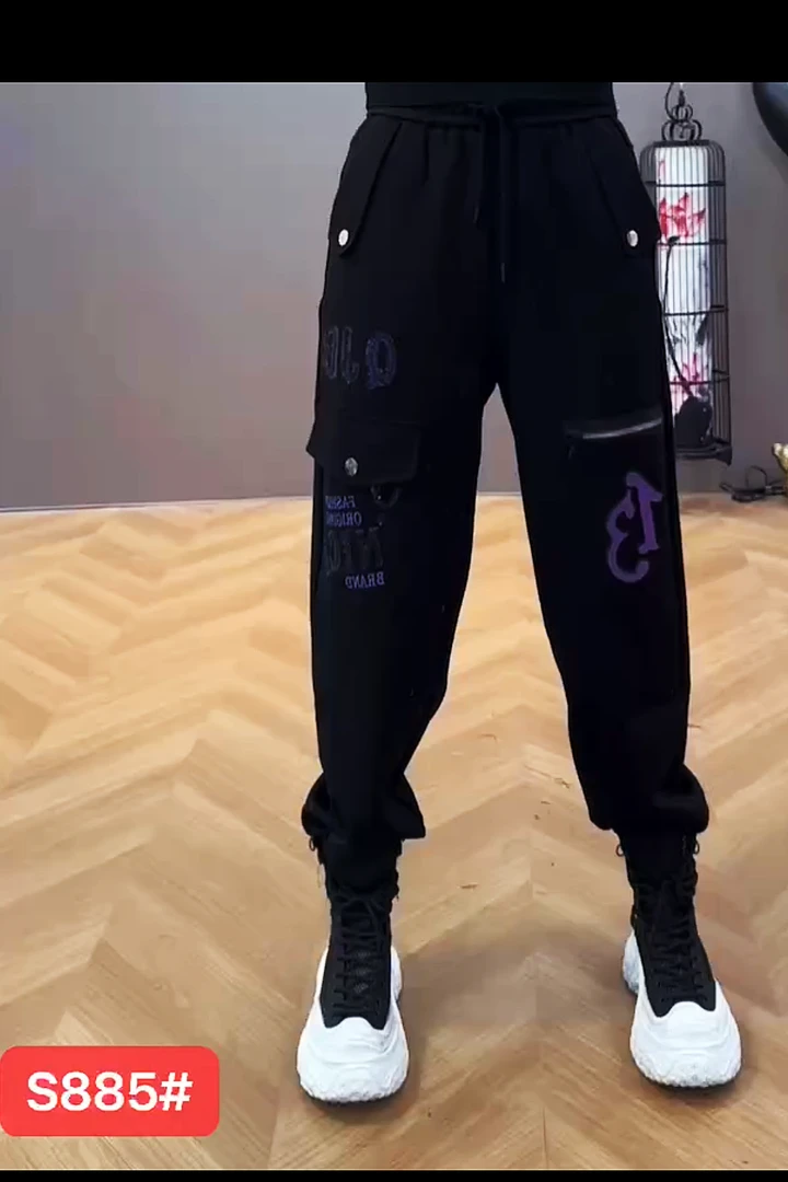 潮牌女装秋款新品工装卫裤显瘦百搭洋气卫裤宽松大版大码工装裤