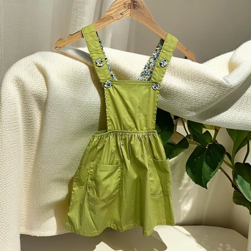 爱麻麻9122058女宝夏天背带裙梭织全棉时尚韩版洋气百搭小清新