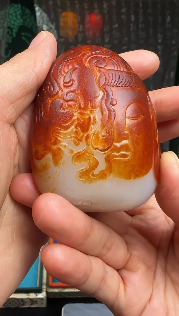 未镶嵌和田玉把件佛魔一念