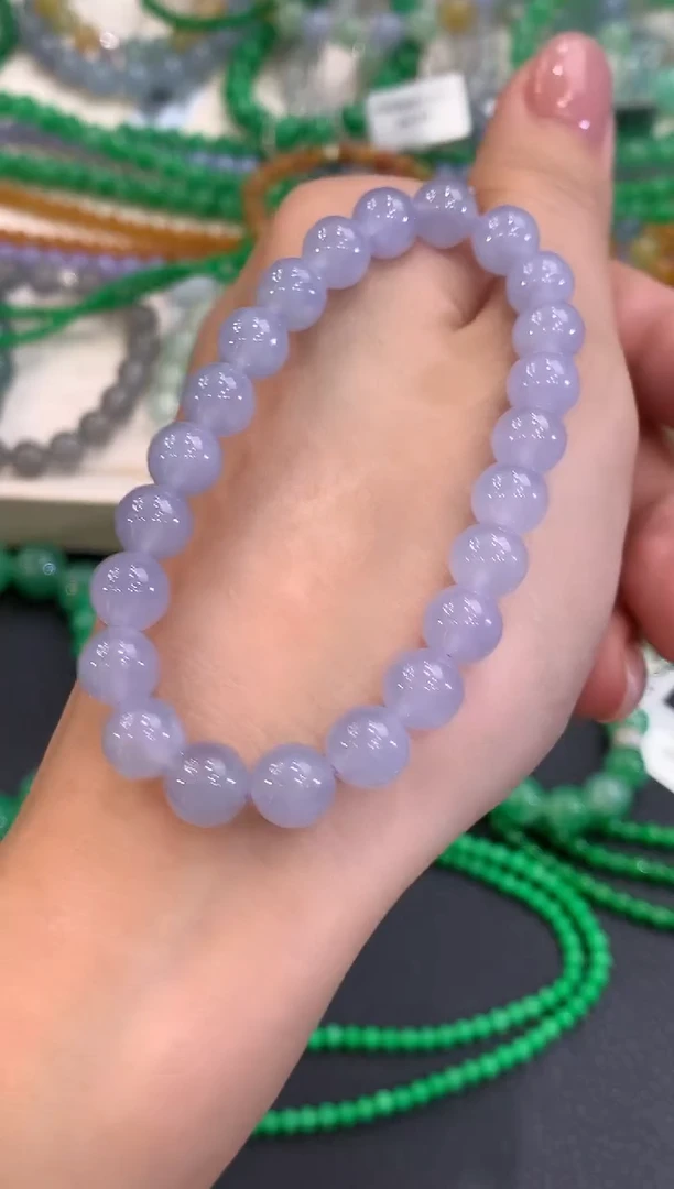 未镶嵌手串翡翠w194紫货有色差