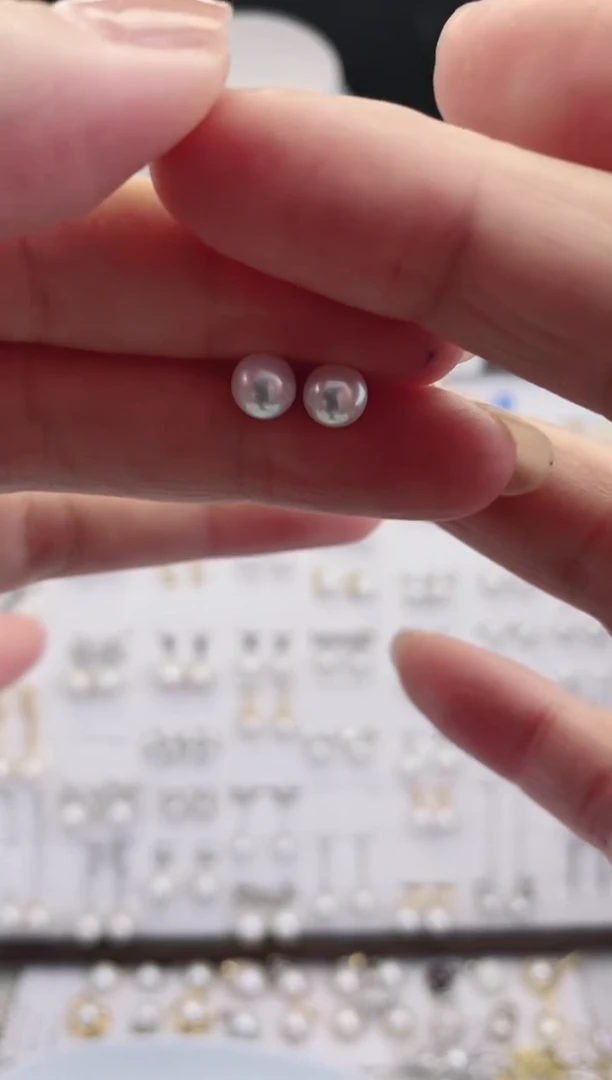 合金耳饰淡水珍珠20 极光正圆螺丝钉6mm