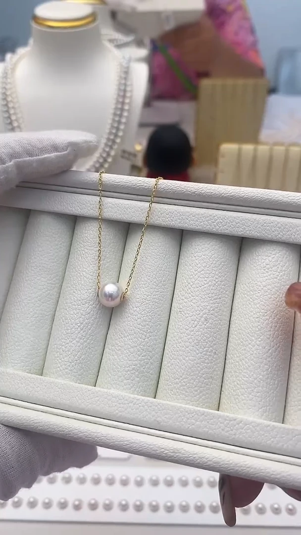 吊坠(赠链)18K金镶嵌海水珍珠天女路路通8.0-9.0吊坠