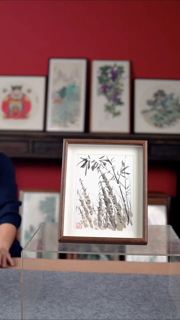 国画纯手写纯手绘-带框尺寸23*28摆台花鸟