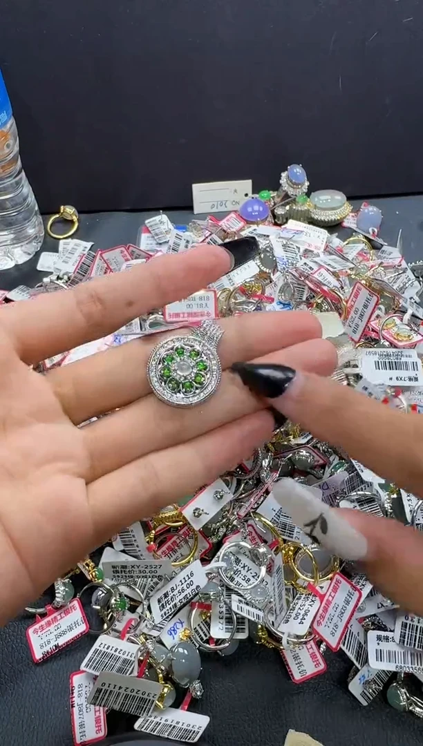 翡翠戒指银S925镶嵌戒指425