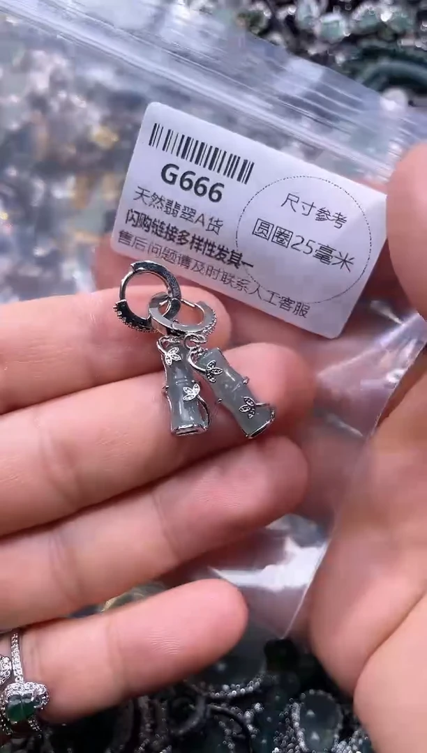 【闪购商品】翡翠颈饰未镶嵌G666耳扣