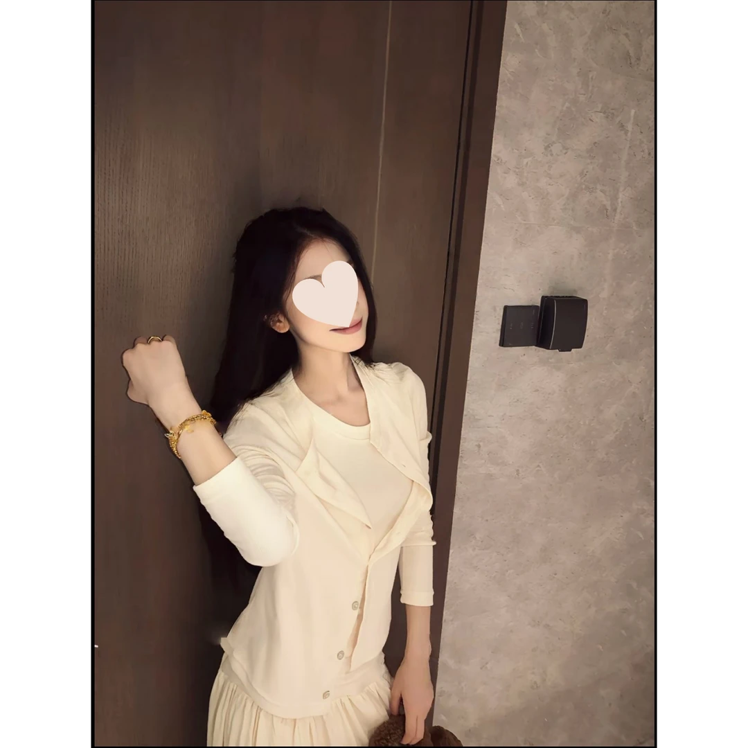 法式气质软糯针织开衫背心半裙三件套显瘦套装女装禅意仙气飘飘