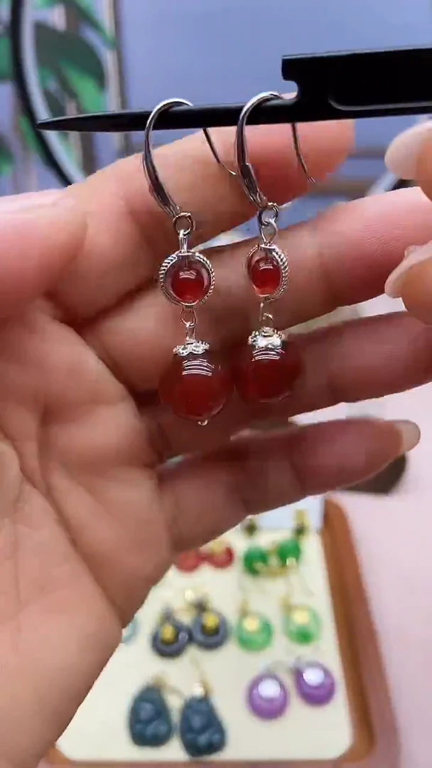 未镶嵌南红玛瑙耳饰567