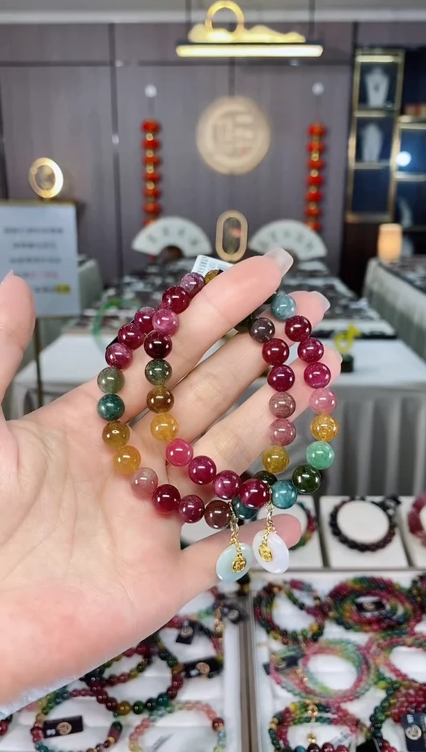 老矿碧玺单圈手串8mm+未镶嵌碧玺多样性发一条hon