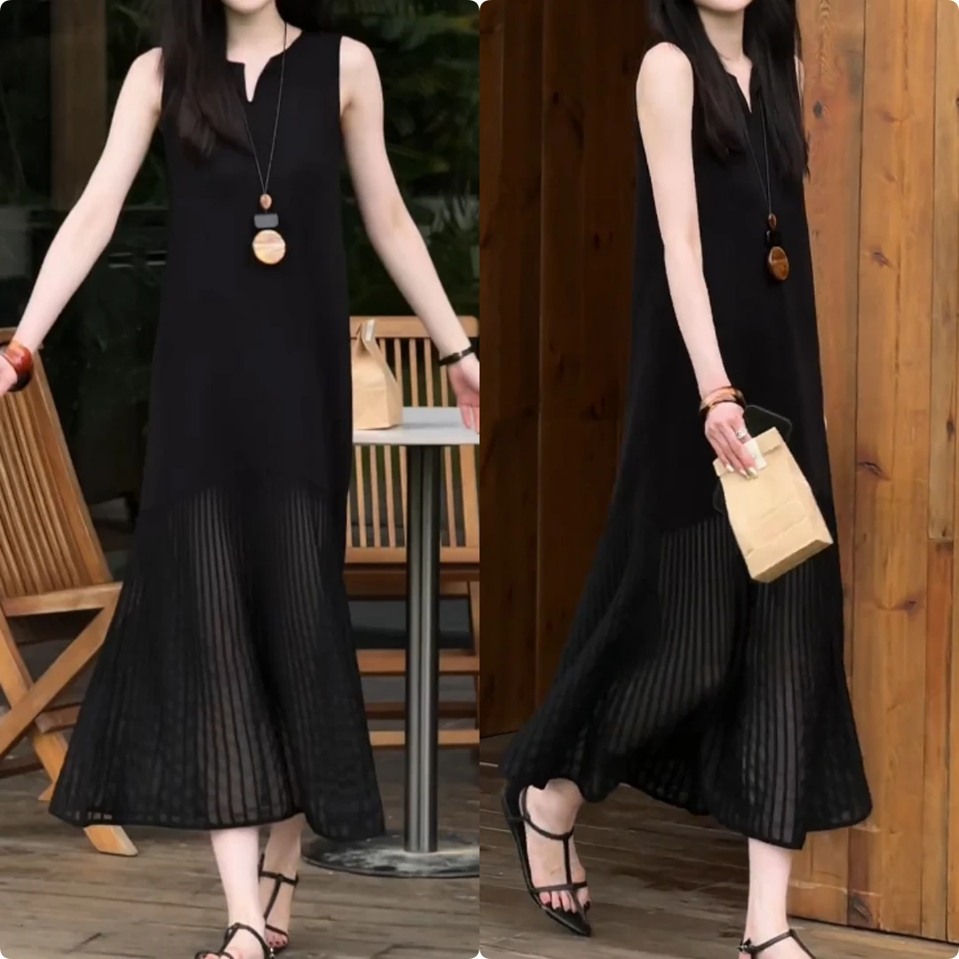 2025夏季新款时尚修身显瘦款女气质网红洋气连衣裙百搭款G6130