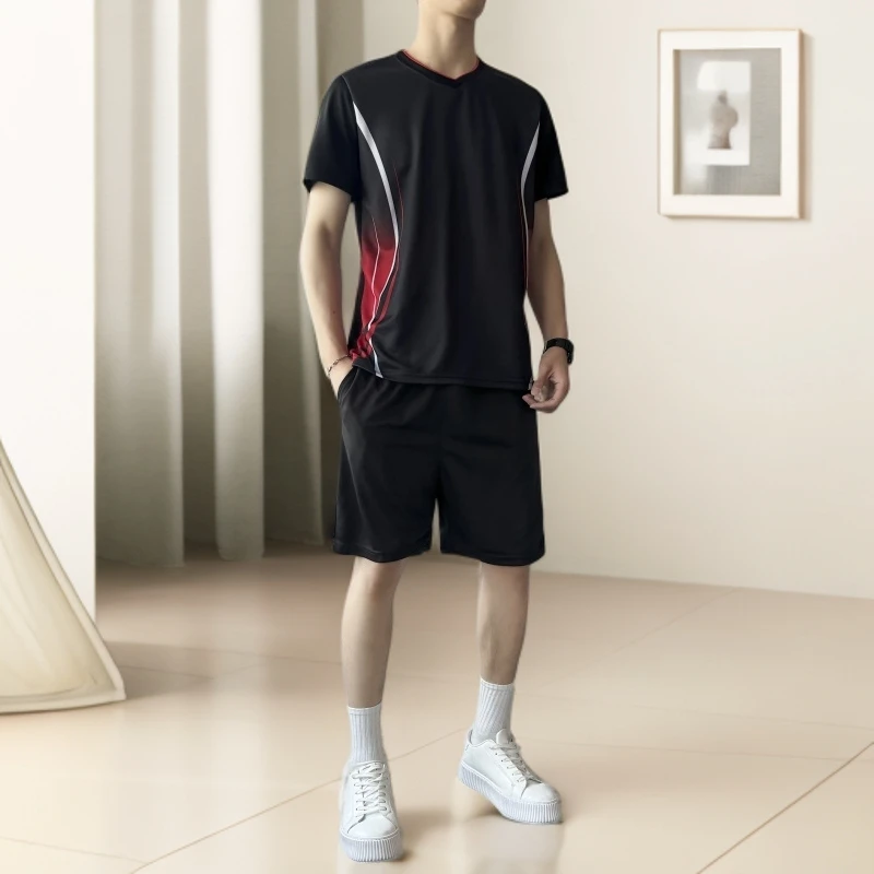 男士短袖T恤短裤套装运动篮球服跑步冰丝速干透气训练球衣两件套