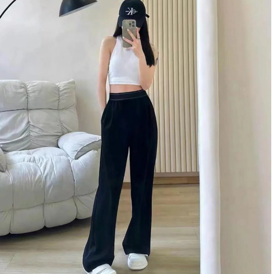 尾单韩国25新款字母弹力腰速干裤女生运动裤长裤休闲裤显瘦时尚