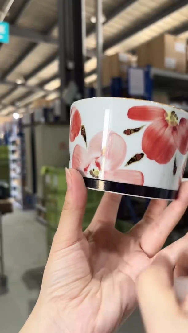 瓷花々 スープマグ（赤）