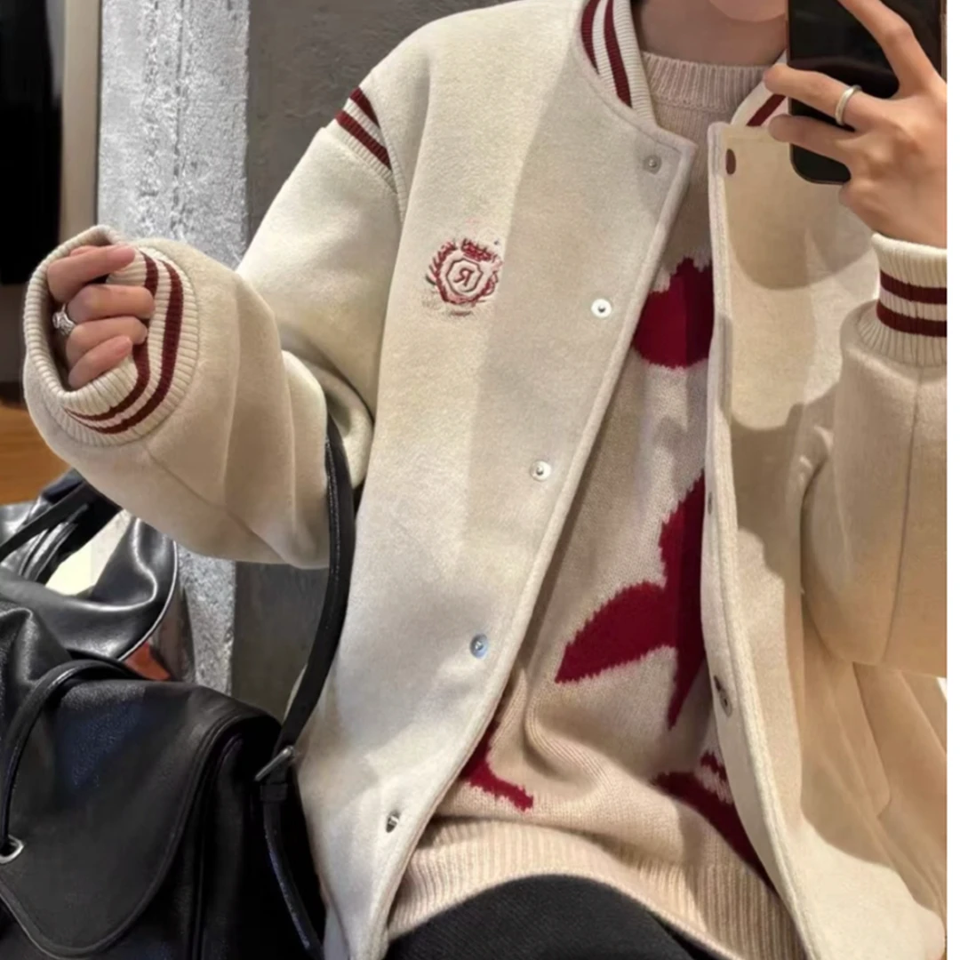 89871#冬季新款欧货棒球服外套美式飞行夹克内衬羽绒