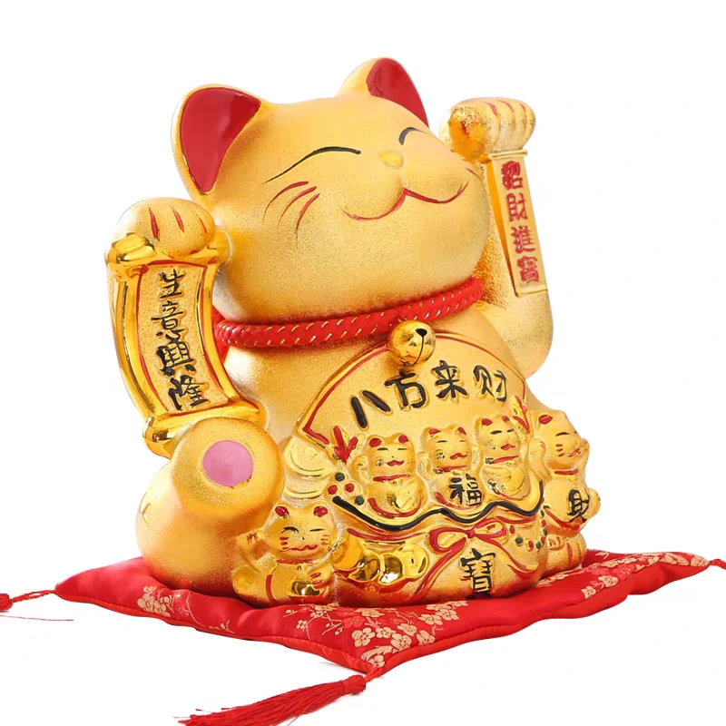 创意家居摆件店铺开业礼品大号工艺陶瓷发财猫金色电动摇手招财猫