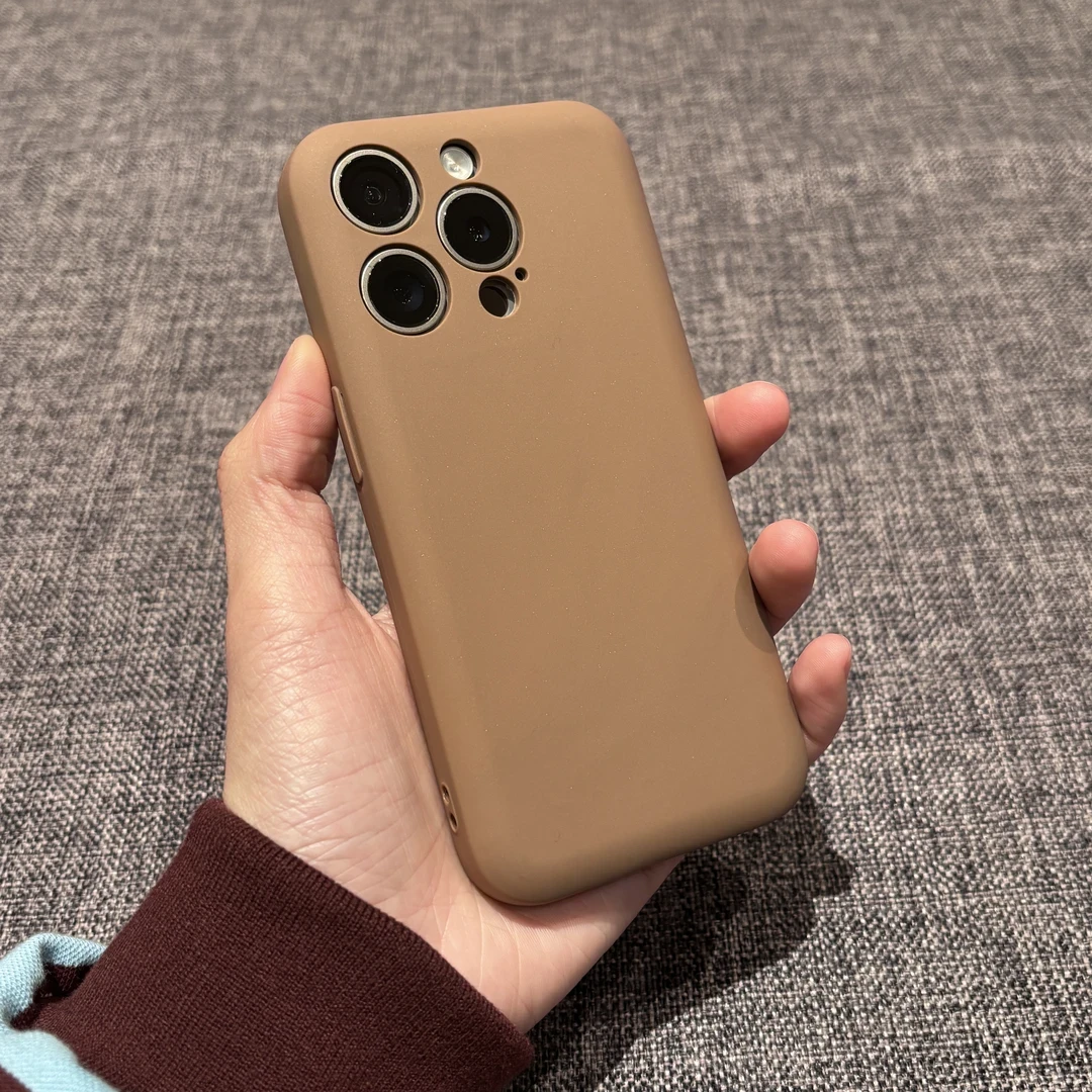 一体高级灰纯色简约适用苹果16promax手机壳iPhone15软糯14/13/12