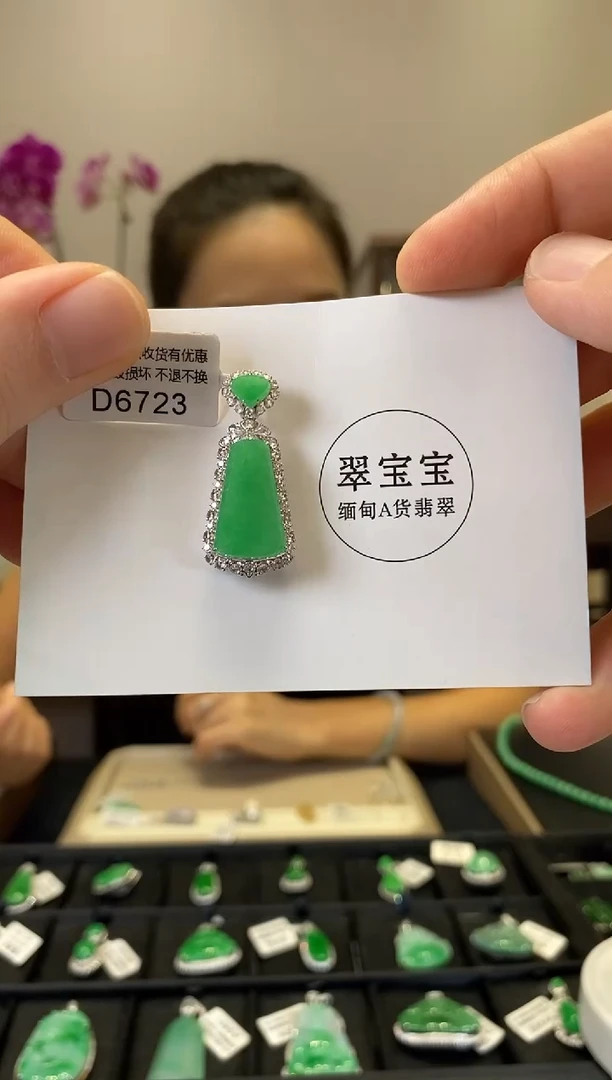 颈饰18K金镶嵌翡翠D6723 无事牌 含运营费