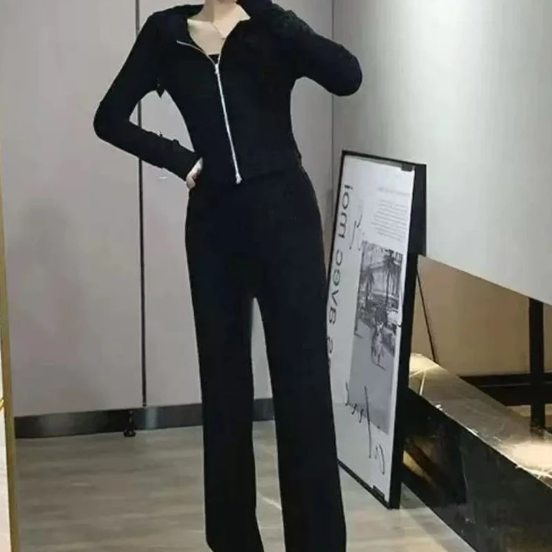 春季新款休闲时尚百搭连帽卫衣套装H3812