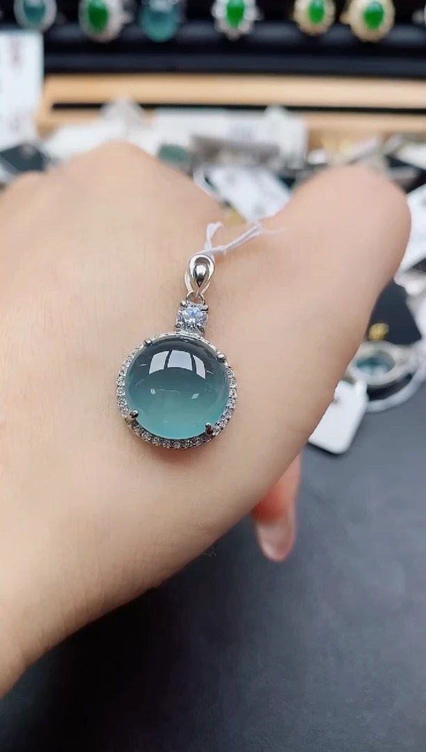 翡翠银S925镶嵌吊坠(赠链)5080