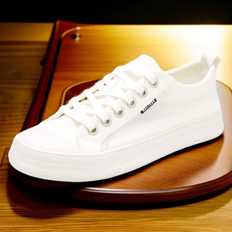男士户外小白鞋低帮休闲板鞋潮流男鞋秋季镂空网面鞋帆布鞋男款