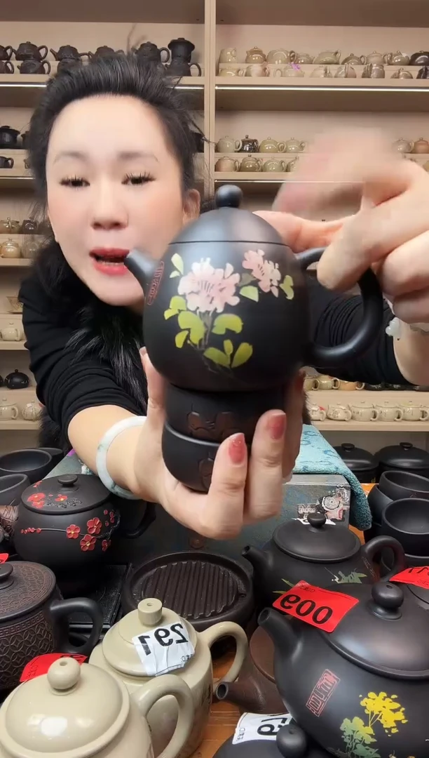 壶彩填龙蛋+2线雕杯 606
