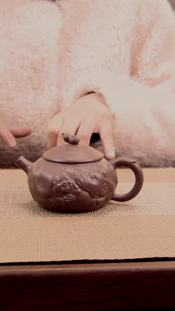 原矿老紫泥福禄双全紫砂壶10