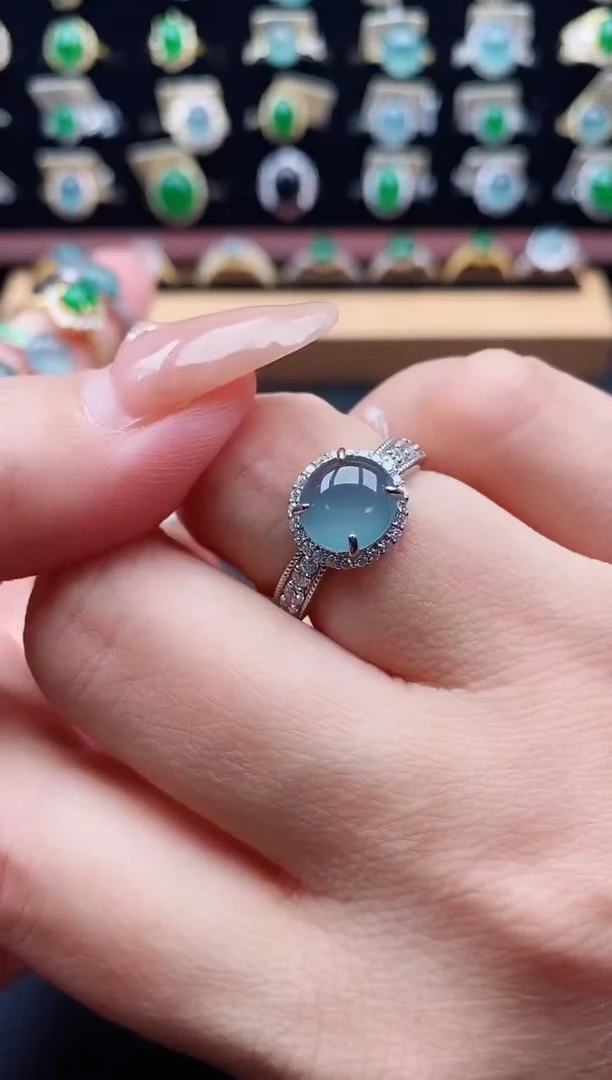 银S925镶嵌戒指翡翠1