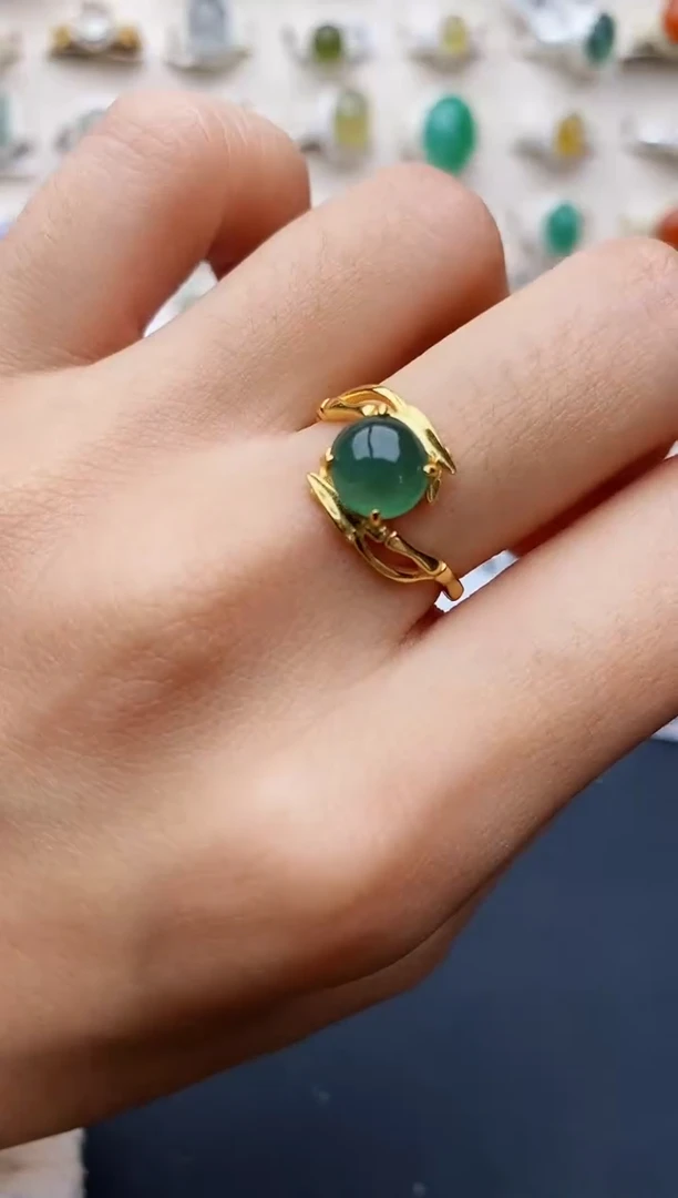 【闪购商品】翡翠戒指银S925镶嵌缅甸翡翠