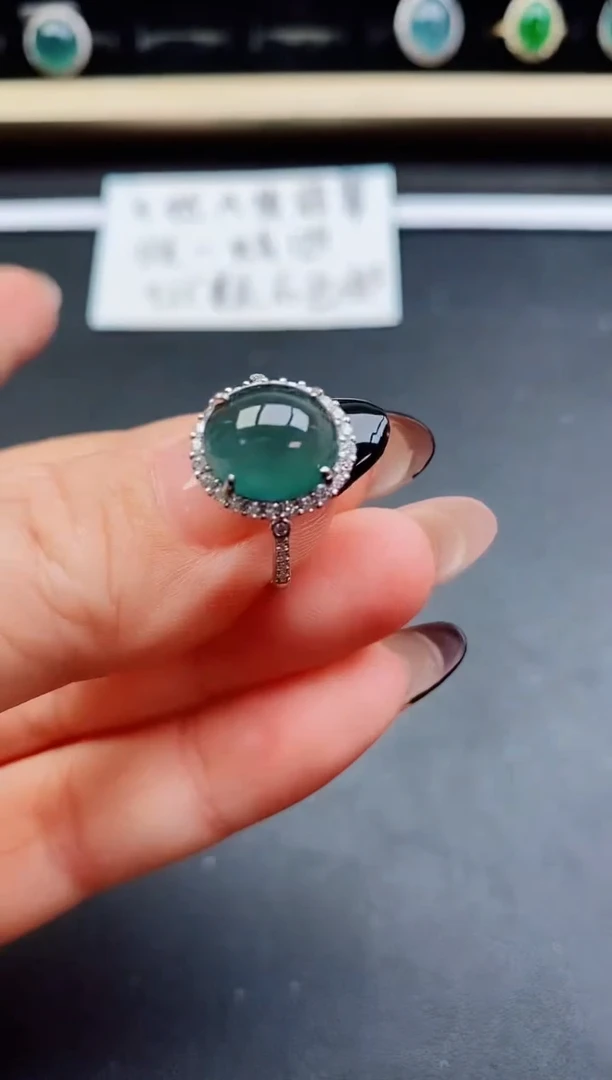翡翠戒指银S925镶嵌508050
