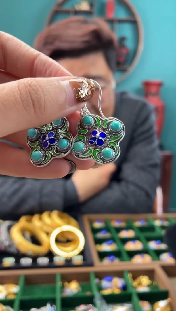 南*非遗手工花丝镶耳环