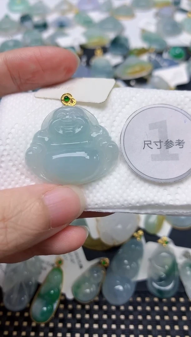 颈饰18K金镶嵌翡翠天然缅甸A货翡翠